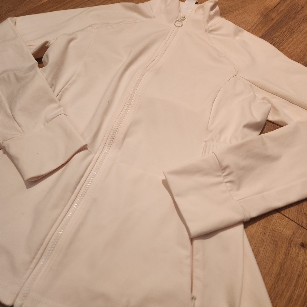 Fabletics Trinity Athletic Zip Jacket Cream Large - image 3